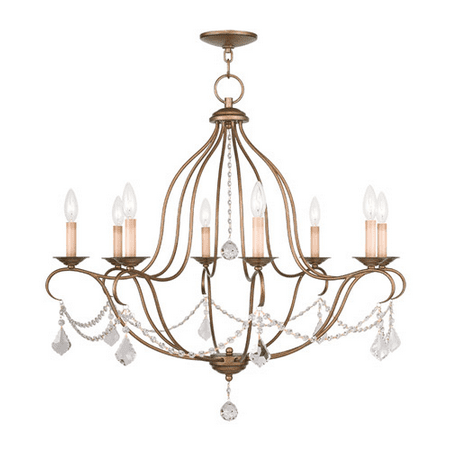 

Chandeliers 8 Light With Antique Gold Leaf Finish size 32 in 480 Watts - World of Crystal