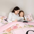 thumbnail image 4 of Homewish Rose Initial C Letter Twin Bedding Sets 7-Piece, Kawaii Cartoon Butterfly Bedding Comforter Set, Teens Kids Girls Women Reversible Sheet Sets, Luxury Bedroom Decor, 4 of 7