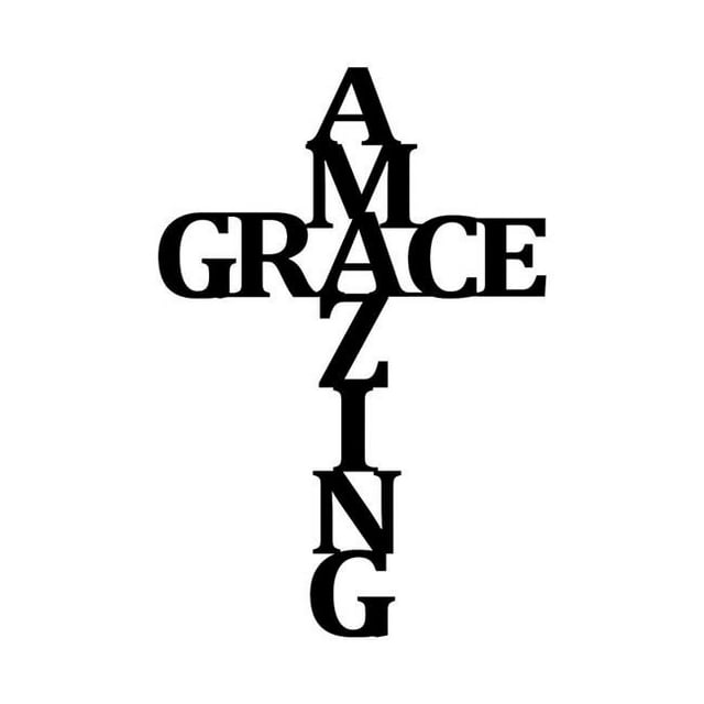 Central Coast Designs AMAZINGGRACE-18BLK 18 x 10 Po Incroyable Grace Croix Script Acier Coupe Laser Mur Art&44; Noir
