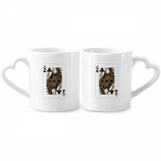 Club Q Playing Cards Pattern Couple Porcelain Mug Set Cerac Lover Cup Heart Handle