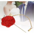 thumbnail image 5 of Rose Brooch Pin Cloth Flower with Gold Leaf Brooch, Lapel for Men Wedding Accessories, 5 of 5