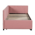 thumbnail image 6 of Harper & Bright Designs Upholstered Daybed with Trundle, Linen Twin Size Daybed Sofa Bed Frame for Living Room Bedroom, Pink, 6 of 13
