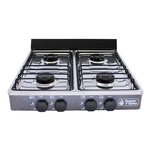 PARRILLA 4 QUEMADORES CON CUBIERTA DE ACERO COLOR GRIS MARCA SUPERFLAMA Super Flama 4QCA/G