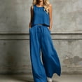 thumbnail image 2 of Lounge Sets for Women Two Piece Outfits Summer Round-Neck Sleeveless Top and Long Pants Casual Loose Sets, 2 of 5