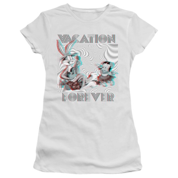 Looney Tunes Vacation Forever S/S Junior Women's T-Shirt Sheer White