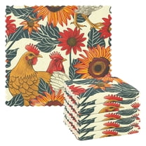 Ryvnso Chicken and Sunflower Kitchen Towels Dish Clothes for Drying Dishes Cleaning Absorbent Set of 6