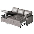 thumbnail image 2 of AECOJOY Sofa Bed, 3 in 1 Sleeper Sofa with Storage Chair, Faux Leather L Shape Couch, Sectional Pull Out Sofa Bed Mid Century Modern Couch for Living Room Clearance, Comfy Sleeper Couch in Grey, 2 of 8