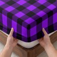 thumbnail image 3 of Twin XL Size Fitted Sheet Set - Black Purple Plaid 2 Piece Bedding Sets 16" Deep Pocket Fitted Sheet with 1 Pillowcases, Farmhouse Simple Buffalo Checked Brushed Microfiber Hotel Luxury Bed Sheets, 3 of 9