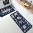 thumbnail image 2 of Cooking Utensil Kitchen Rugs Set of 2, Give Thanks for This Meal Black Kitchen Mats Decor, Bon Pot Bowl Floor Door Mat Home Decorations - 17x30 and 17x47 Inch, 2 of 6