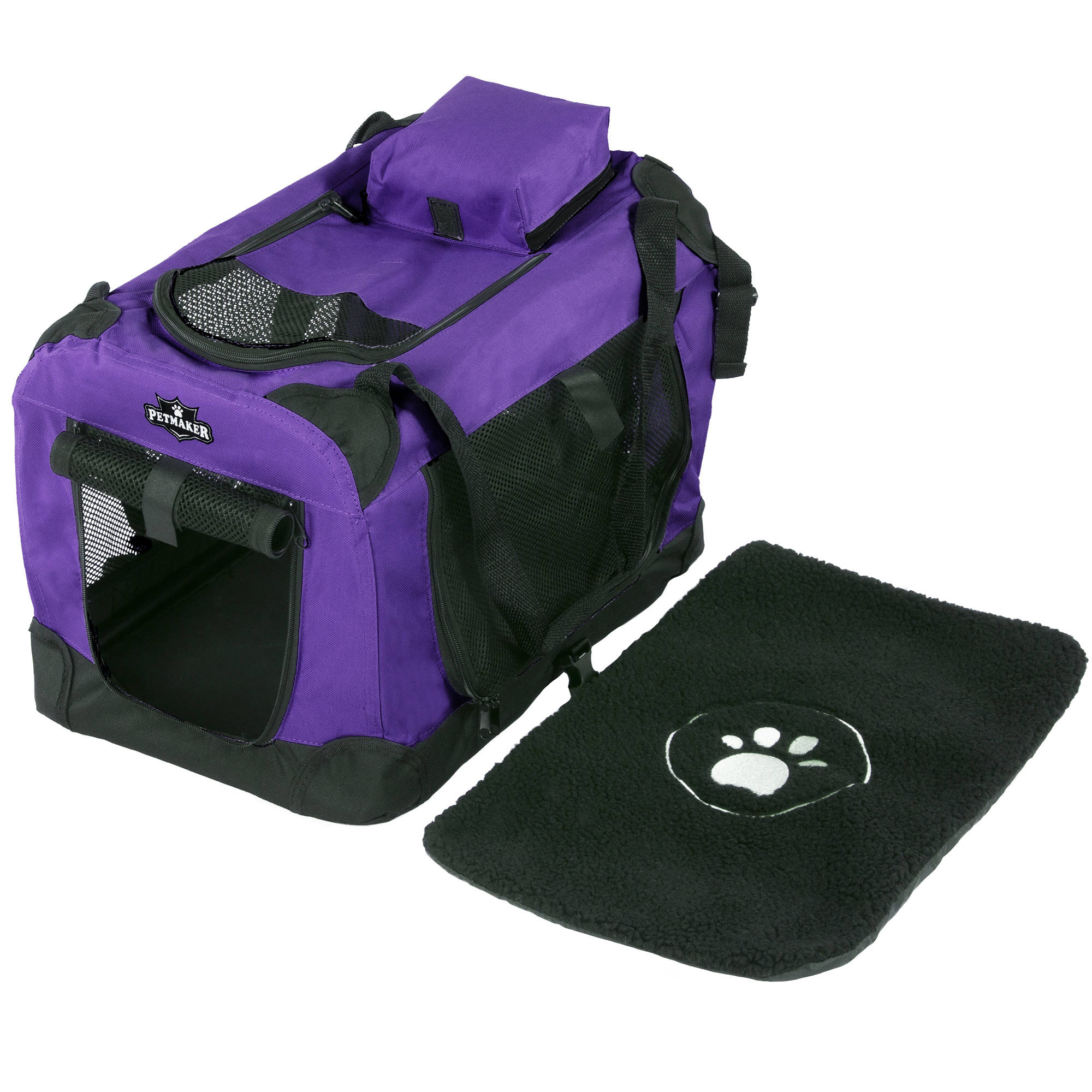 Petmaker Soft Sided Pet Crate, Purple, 20"L x 12"W x 12.5"H