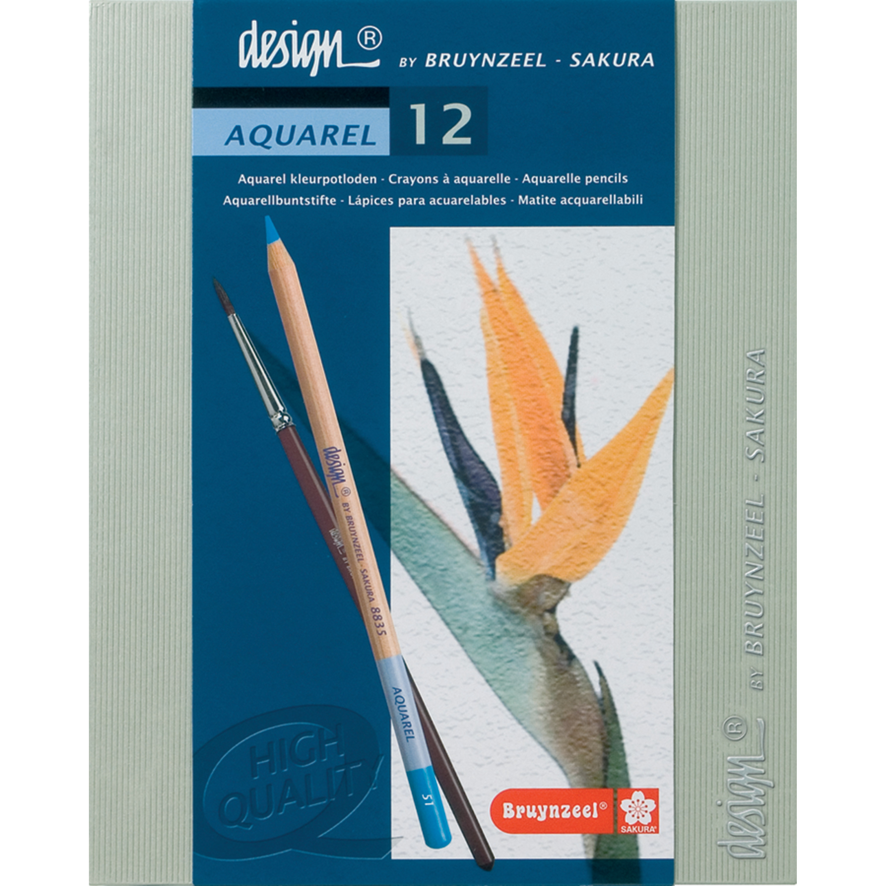 Bruynzeel Design Aquarel Watercolor Pencil Box of 12 Assorted Colors