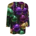 thumbnail image 4 of YUGYXL Deals Summer Mardi Gras 3/4 Sleeve Tshirts for Women Fashion Party Mask Printed Loose Blouse Lounge Crew Neck Lightweight Fit Tees Ladies Tunic Tops Carnival Blouse Clearance, 4 of 5