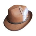 thumbnail image 3 of Segolike Fedora Hats for Men Short Brim Jazz Cap Fashion Sun Hat Costume Hat Trilby Hat Decorative Panama Hatfor Events Travel Stage Performance Dress up Brown, 3 of 8