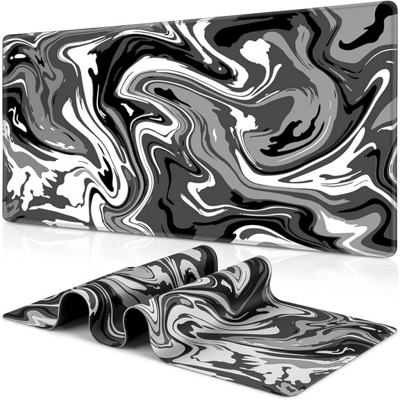 Fluid Pattern Gaming Mouse Pad - 31.5x11.8 Inch Large Extended Computer Mouse Mat, Full Desk Pad for Gaming, Office, Home, Non-Slip Rubber Base