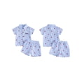 thumbnail image 2 of Loicainy Baby Toddler Boy 4th of July Outfits 6 12 18 24 Months 2T 3T 4T 5T Short Sleeve Letter Embroidery Button Up Shirt + Shorts Set Kids Clothes, 2 of 8