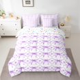 thumbnail image 2 of Feelyou Dreamy Ribbon Kids Bedding Comforter Set 7pcs, Cartoon Princess Bowknot King Bedding Sets, Purple Bow Theme Reversible Bed Sheets, Microfiber Bedroom Decor, 2 of 7