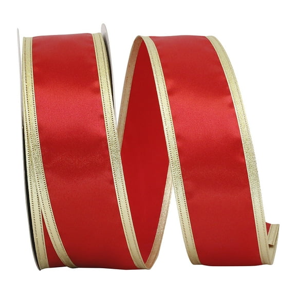 Reliant Ribbon - 99671W-994-40K, Paradise Value Wired Edge Ribbon, Red/gold, 2-1/2 Inch, 50 Yards