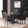 thumbnail image 2 of GDF Studio Joretta French Country Fabric Upholstered Wood 5 Piece Circular Dining Set, Gray and Black, 2 of 13