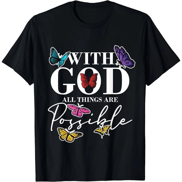 Playera Cristiana de Mujer "Con Dios Todo es Posible" - Negro Talla S