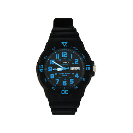 Men's Sport Analog Blue-Accented Dive Watch, Black Resin (Best Affordable Dive Watches)