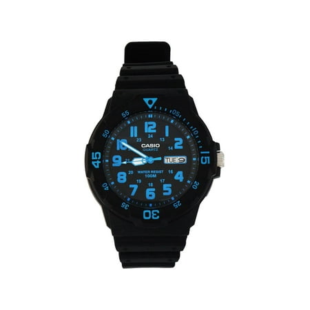 Men's Sport Analog Blue-Accented Dive Watch, Black Resin (Best Affordable Dive Watches)