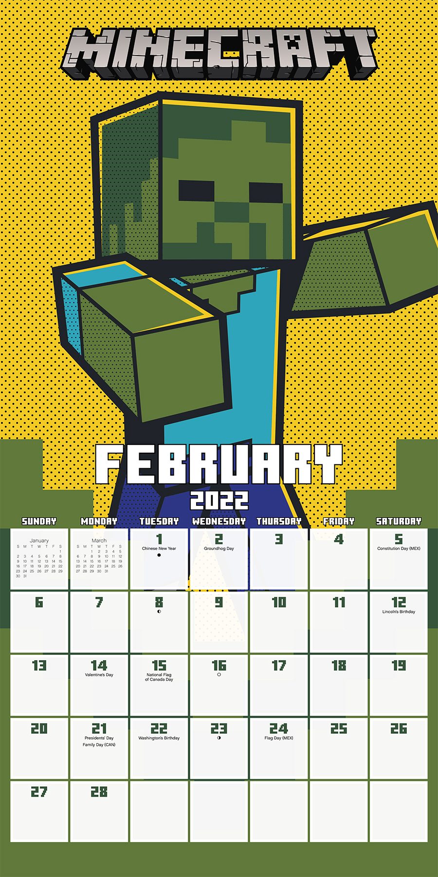 Trends International 22 Minecraft Wall Calendar Walmart Com