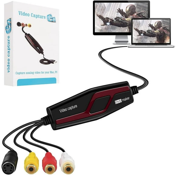 DIGITNOW Convertidores de Video USB 2.0, Convertidor de Captura de vídeo USB, VHS a DVD Digital Grab