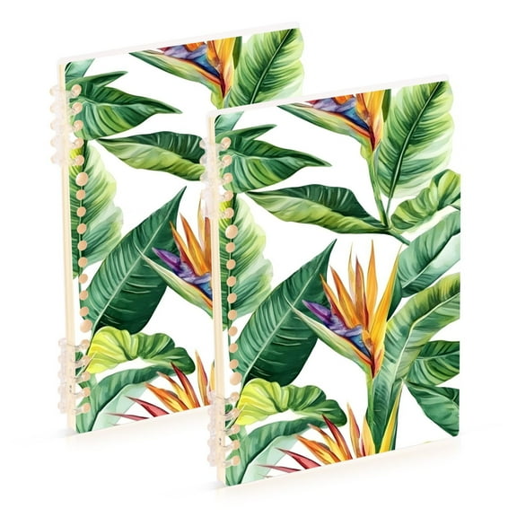 joogoo Spiral Journal Notebook Watercolor Leaves Pattern College Ruled Notebooks 8.3" x 5.7" 2 PCs
