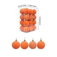 thumbnail image 4 of Fwttom 24pcs Flocked Christmas Ball Ornaments Set Shatterproof Hanging Merry Christmas Tree Decorations for Holiday Xmas Decor, Orange, 4 of 8