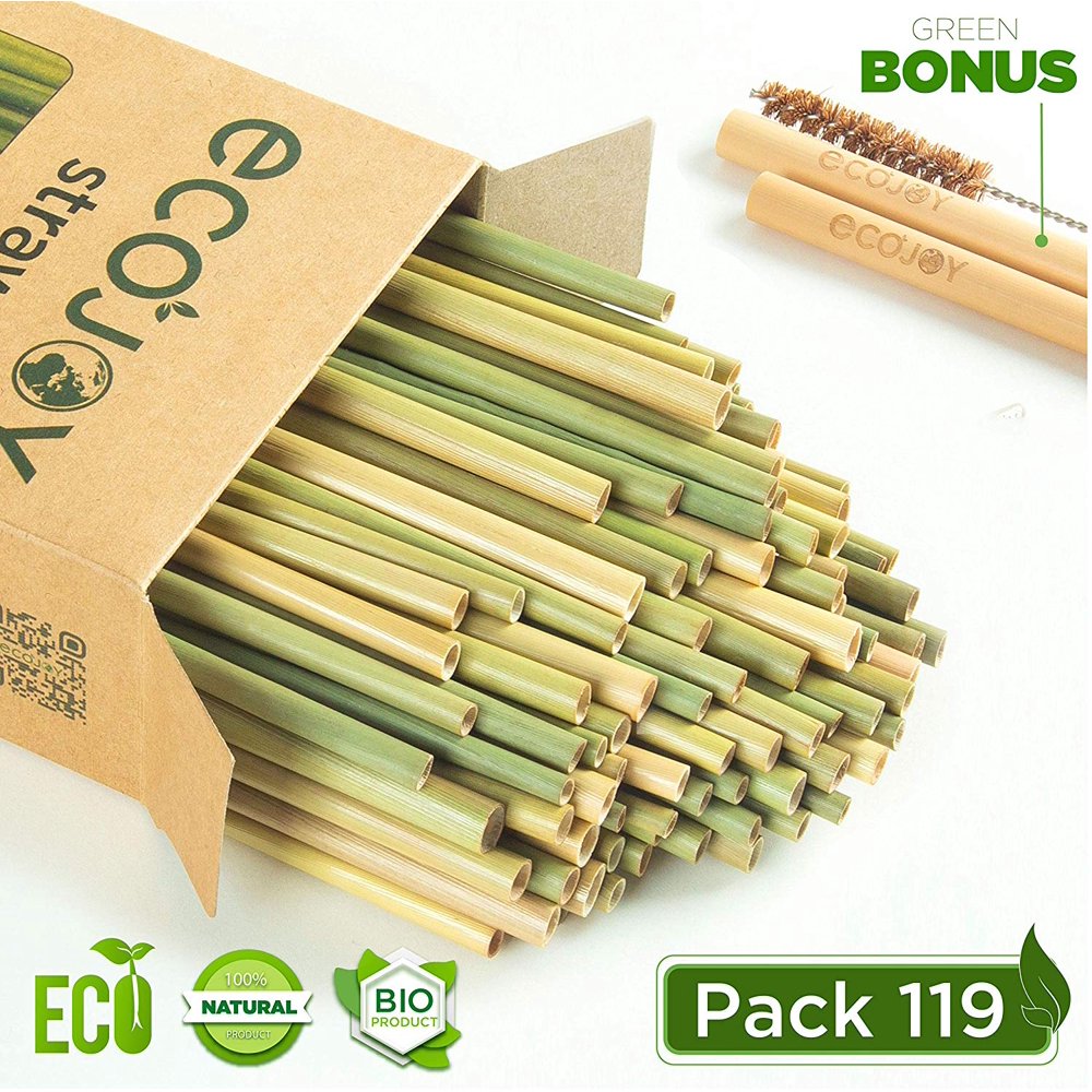 Biodegradable Grass Straws 119 Pack, 100 Natural Eco friendly, Premium