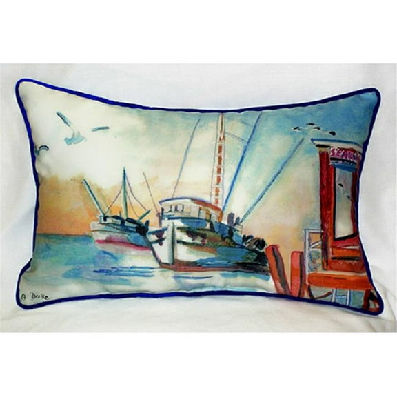 Betsy Drake HJ308 Shrimp Boat Art Only Pillow 15''x22''