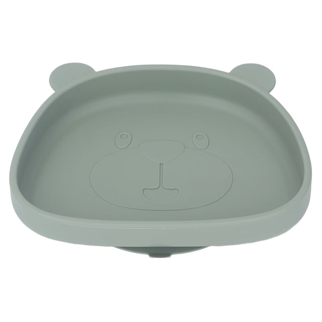 Plato de silicona para bebé con forma de panda, plato de silicona con ventosa para niños pequeños, plato de silicona verde oliva