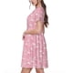 thumbnail image 2 of Easygdp Flamingos and Flowers para Vestido Transpirable de Mujer, Vestido Suelto de Manga Corta con Pliegues y Bolsillos para el Verano, 2 of 6