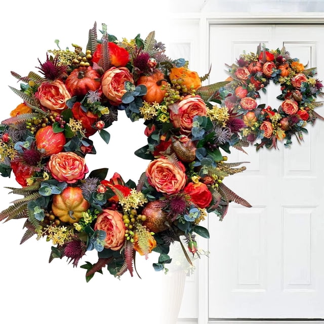 Maple Leaf Fall Wreath Ring Thanksgiving Candle Holder for Home Bar Party Seasonal Centerpiece