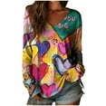 thumbnail image 3 of Craaazy Women's Plus Size Valentines T-Shirts Casual V Neck Long Sleeve Cozy Tops Gifts, 3 of 3