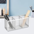 thumbnail image 4 of 3 Compartment Metal Mesh Desk organizer - Multi-Purpose Pen Storage Caddy Office Desk Accessories Stationery Holder for Supplies Sleek, Silver, JKODE, 4 of 6