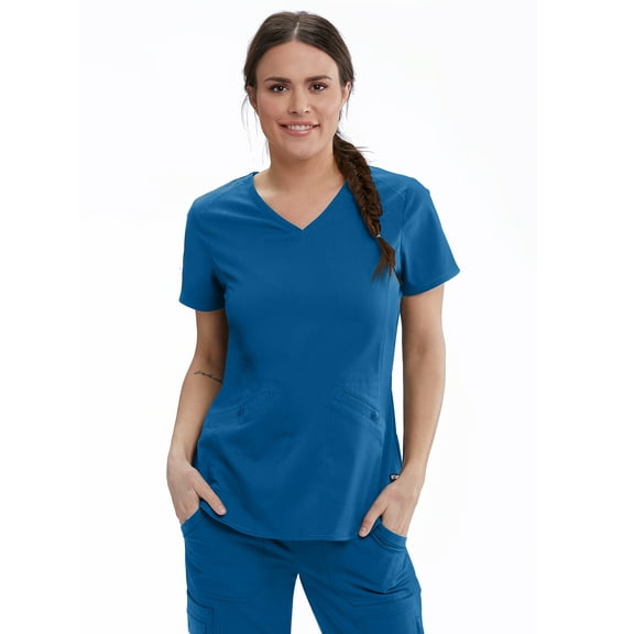 Barco Grey's Anatomy Stretch GRST013 Women's Zoe Three Pocket Surplice V-Neck Scrub Top New Royal 3XL
