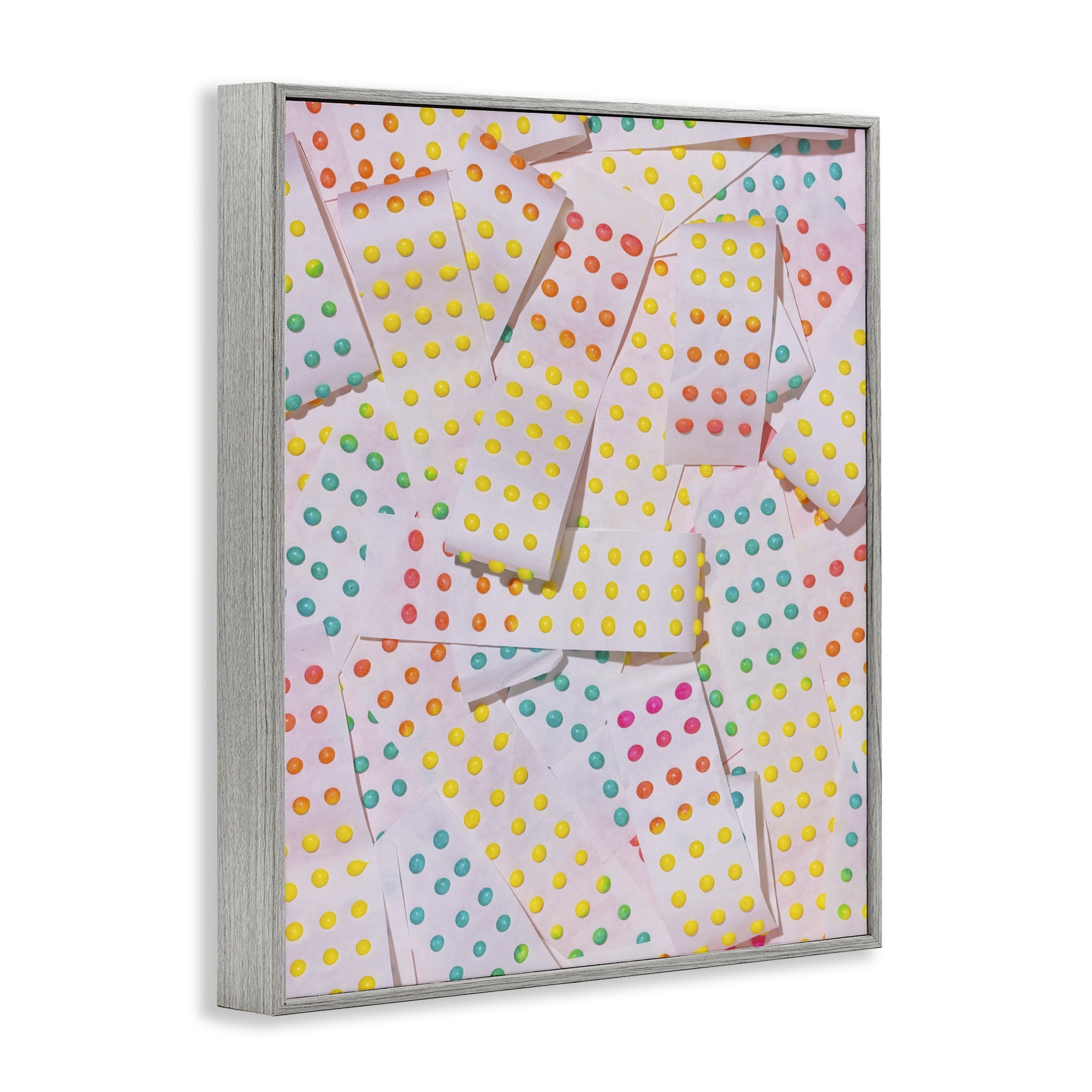 Stupell Industries Retro Color Candy Dots Gray Framed Giclee Art, design by LISH Creative