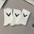 thumbnail image 7 of 6 Pairs Bat Embroidered Halloween Socks - Funny Halloween Bat Patterned Socks for Halloween Gift Women&Men, 7 of 7