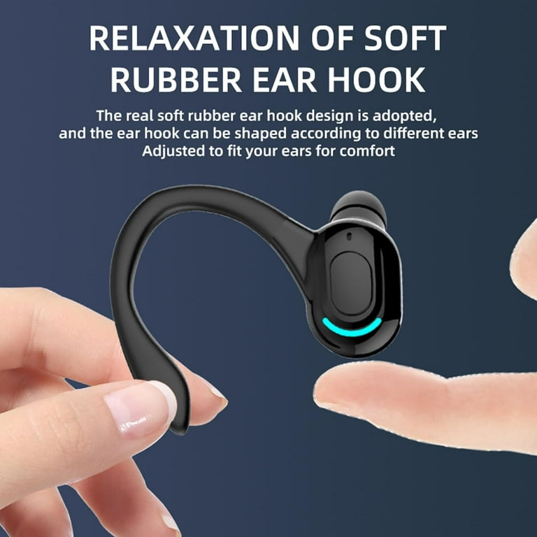 Wireless Earbuds with Earhooks Single Bluetooth Earpiece Sports Headphones Over the Ear Running Workout Wrap Around Earbuds 20H Long Battery Life Waterproof Noise Cancelling Headset for Android iOS Wa...