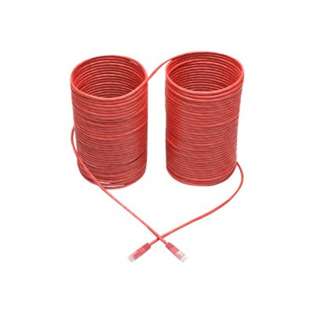 Eaton Tripp Lite Series Cat6 Gigabit Molded (UTP) Ethernet Cable (RJ45 M/M), PoE, Red, 100 ft. (30.5 m) - Patch cable - RJ-45 (M) to RJ-45 (M) - 100 ft - UTP - CAT 6 - IEEE 802.3ab/IEEE 802.5 - molded, solid - red