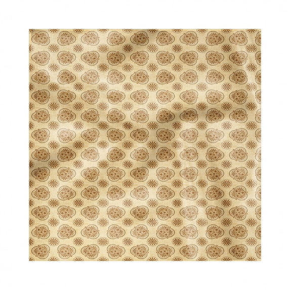 Retro Decorative Satin Napkins Set of 4, Worn out Looking Retro Print with Interlacing Circles and Flower Petals, Square Fabric Party & Dinner Napkin, 18", Tan and Caramel, by Ambesonne