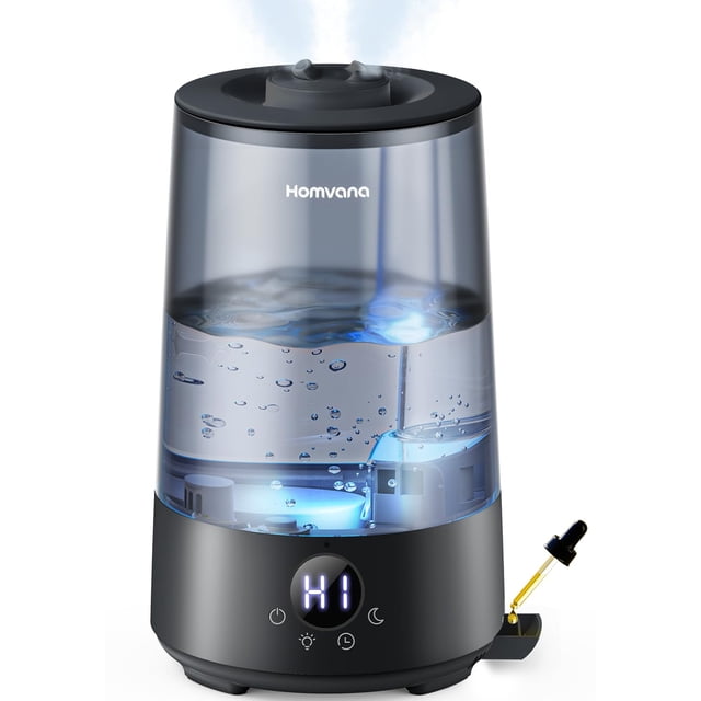 Homvana - Humidificadores de niebla fría de 3.6 L para recámara, habitación grande, hogar, oficina, sala de estar, relleno superior de 34 H, fácil de limpiar, humidificador pequeño para plantas en