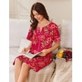 thumbnail image 3 of EKOUAER Women Zip Up Robe Short Bathrobe Lightweight House Coats Floral Print House Dress with Pockets Nightgown, 3 of 6