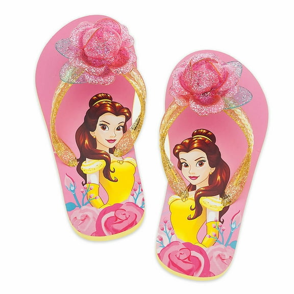 Disney Store Princess Belle Flip Flops Sandals Shoes Girl Size 9/10
