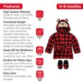 thumbnail image 4 of Rising Star Baby Bathrobe Set for Boys, Toddler Bathrobe with Hood, Matching Slippers and Turban, Soft Plush Cotton Boys Bathrobe, Buffalo Plaid Bear, 4 of 6