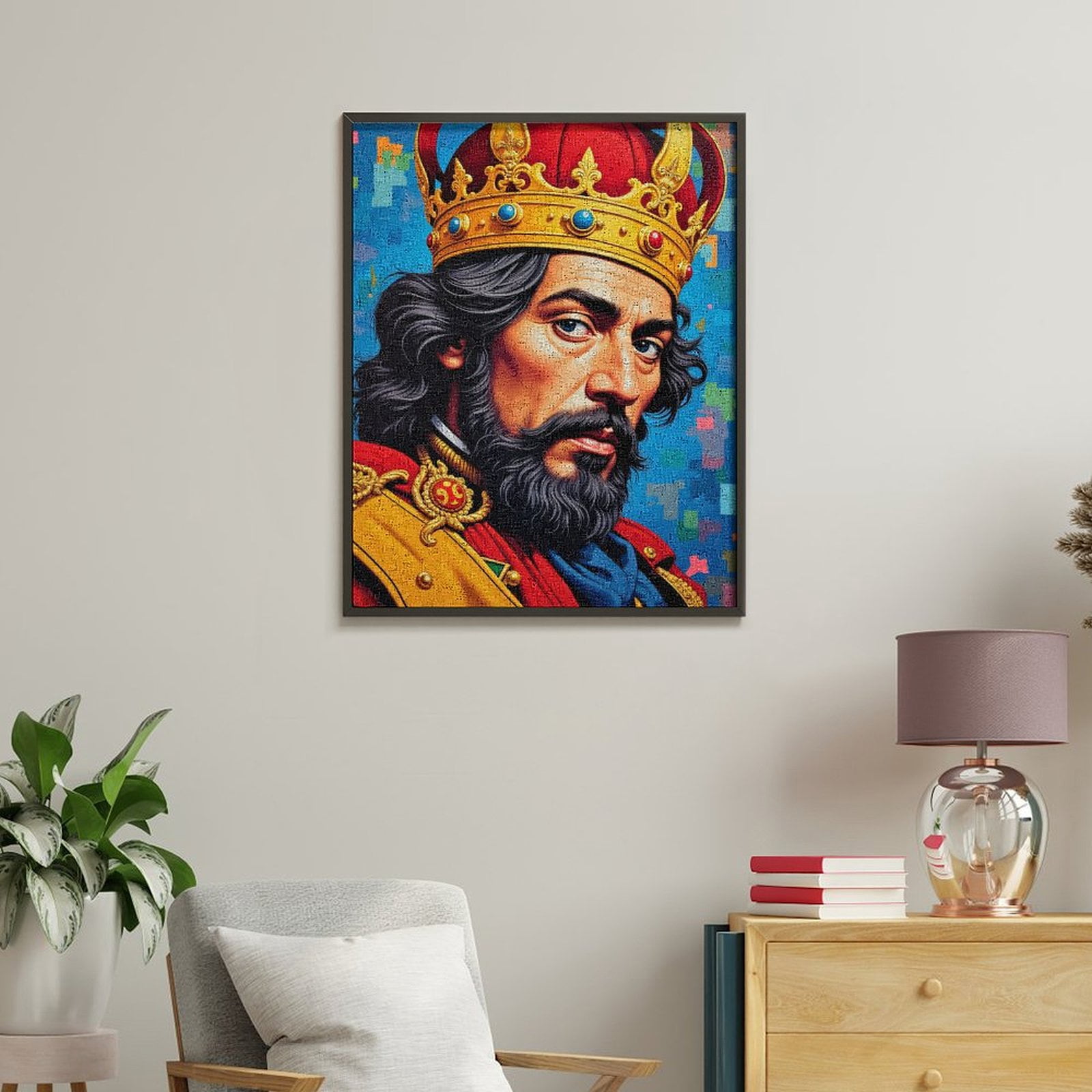 Paint By Numbers Kit for Adults Beginner - DIY King Portrait Vibrant Colors Art Canvas Painting Kits for Adults, Frameless Paint By Number for Adults for Home Wall Decor 16x20 Inch