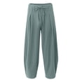 thumbnail image 5 of Men's Casual Loose Solid Color Linen Pants, Cotton Linen Wide Leg Harem Trousers Chinese Style for Bohemian Fashion and Comfort,Dark Green,3XL, 5 of 7