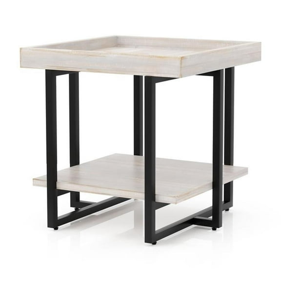 Furniture of America Humere Wood 1-Shelf End Table in Antique White