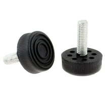 Metal Threaded Rod Round Plastic Base Leveling Foot 7mmx30mmx37mm 2 Pcs